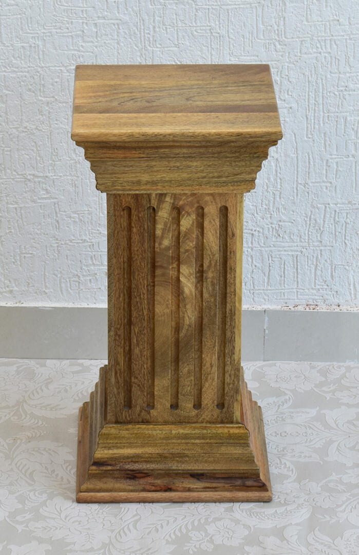 Multipurpose Pedestal/End Table/Vase Stand/Lamp Stand - Natural Teak - Image 4